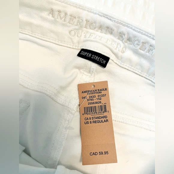 🤍American Eagle White Super Stretch Raw Hem Cropped Jeggings/Jeans NWT, Size 8 - Picture 5 of 16